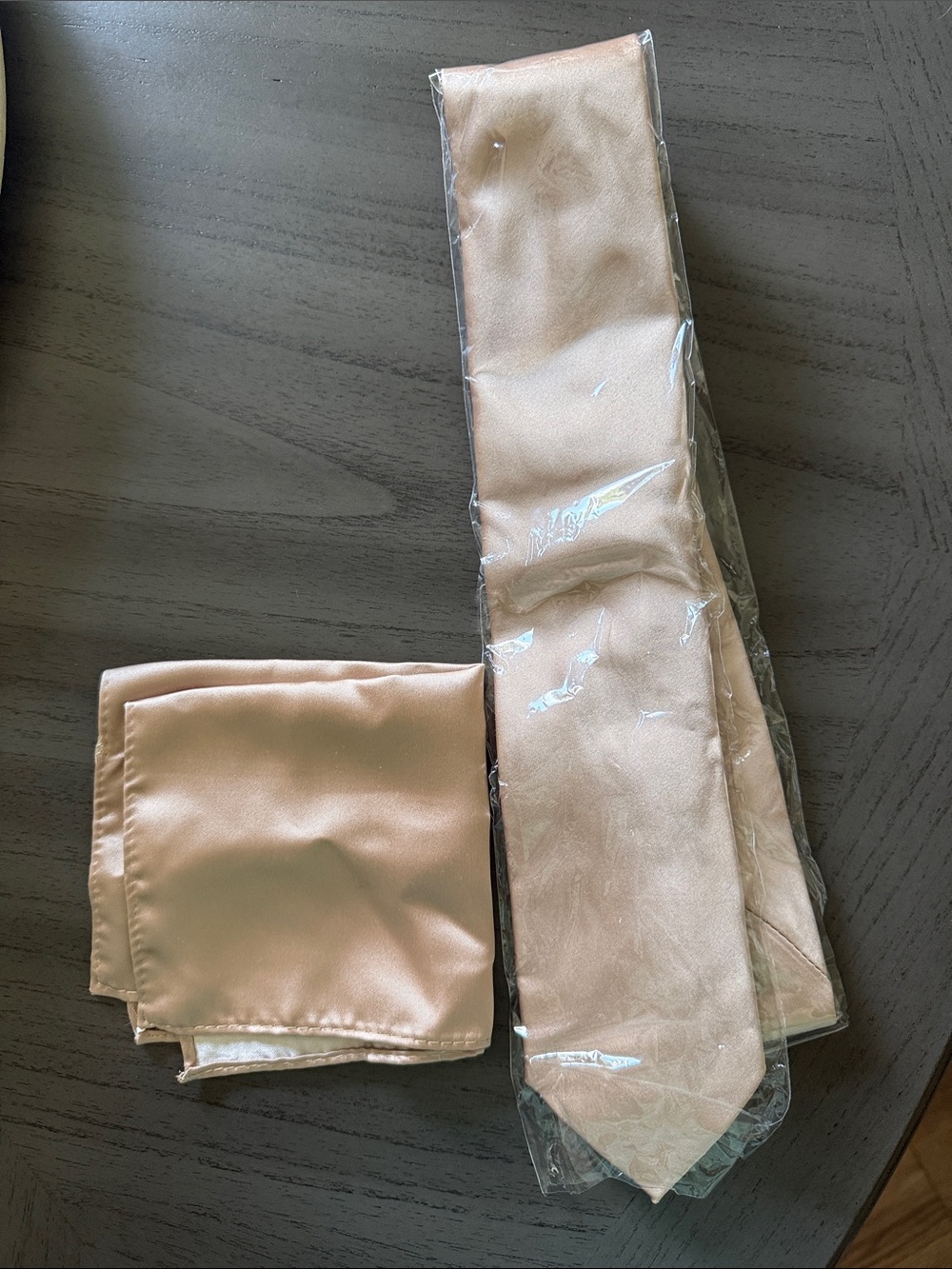 Men’s Silky Champagne Necktie and Pocket Square